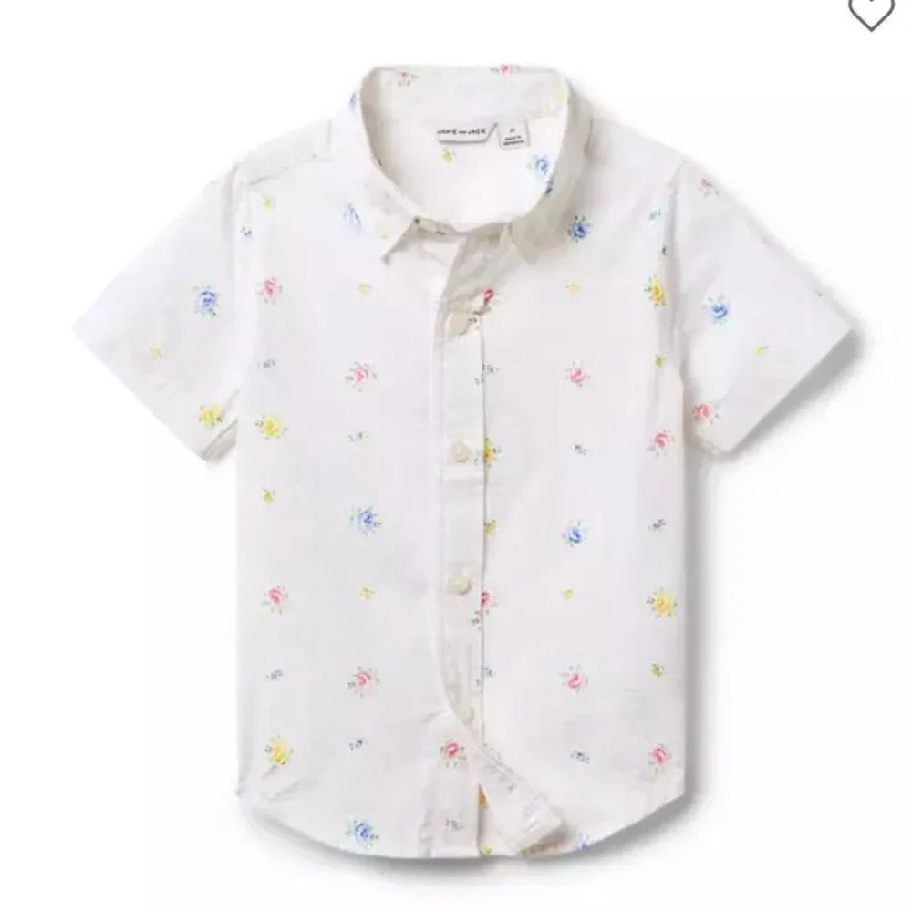 Janie and Jack 100048985 White Floral Seersucker Shirt NWT size 12-18 m